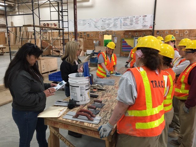 WashingtonCI's tweet photo. Shout out to Marilyn &amp; Rosie from Cement Masons &amp; Plasterers Local 528, for spending the day w/our TRAC students @ WCCW. Our program &amp; students are grateful for the support of our local union partners.

#WomenInTrades #TradesWomen #Reentry #Trades #LivingWage #WomenCanDoAnything https://t.co/nnkFalGvE4
