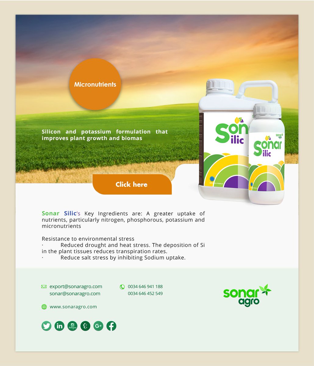 Sonar Silic is a specially developed silicon and potassium formulation that improves plant growth and biomass.
sonaragro.com/en_silicon.htm…