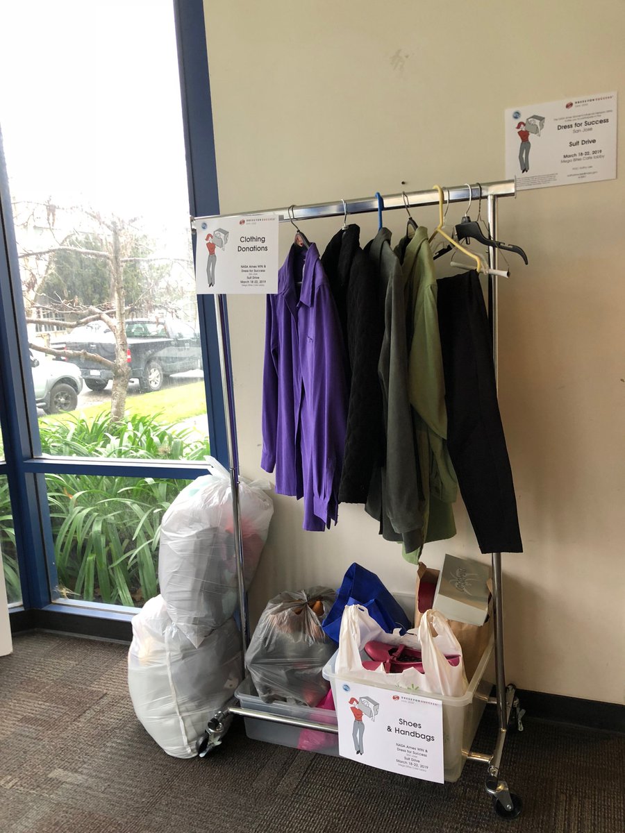 nasawin's tweet photo. Finishing out our @DFSSanJose clothing drive this week @NASAAmes - stop by the cafeteria and donate your professional women's clothing, shoes, and accessories! https://t.co/gA96EXYnTG