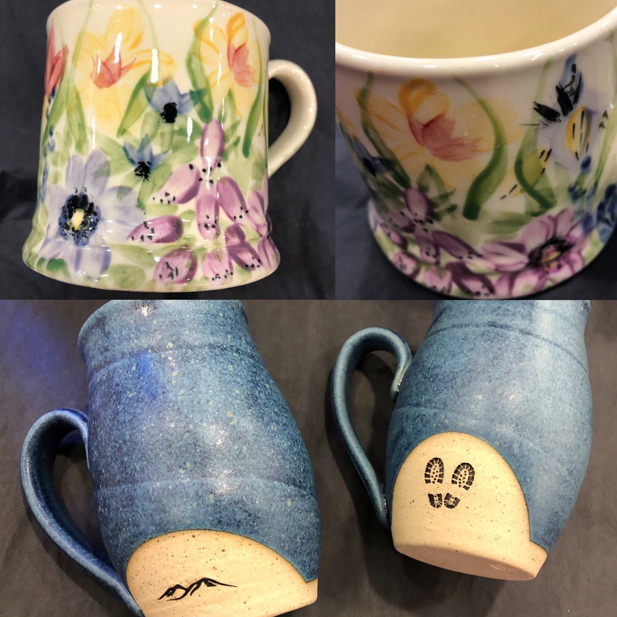 Nothing quite like #handmademugs These left #cherrydidikeswick today. Top are created by #SarahStokerDesigns and the bottom #handthrown mugs are made by #startup #uplandclay #supportsmallbusiness #supportartists @LiveShopLocal @HandmadeHour @handmadebritain