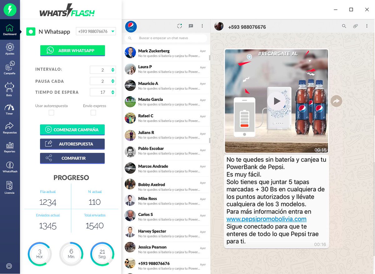 ¡Llega a miles de usuarios de Whatsapp en pocos minutos con nuestro poderoso software Whatsflash!
whatsflash.com