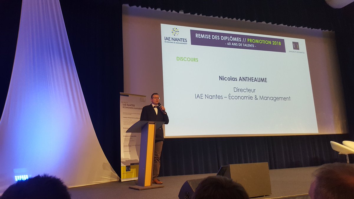 IAEnantes's tweet photo. C'est au tour de Nicolas Antheaume @DG_IAEnantes d'accueillir la 60 ème #promotion de #diplômés de l'#IAEnantes #60ansTalents #60IAEnantes #soproud #graduate #success https://t.co/Fm7z86GjPW