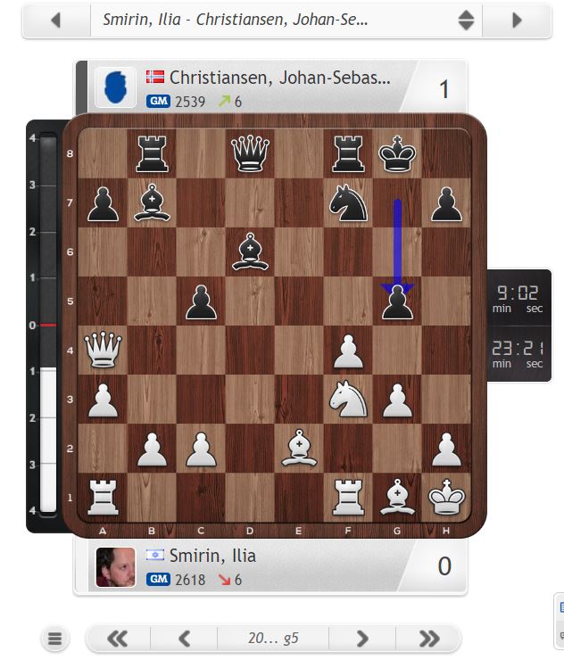 GMJSChr's tweet photo. Played a great attacking game against the very strong GM Smirin (2618). In this position I've already sacrificed two pawns, so why not sacrife a third one!? https://t.co/28zUW6HvDL