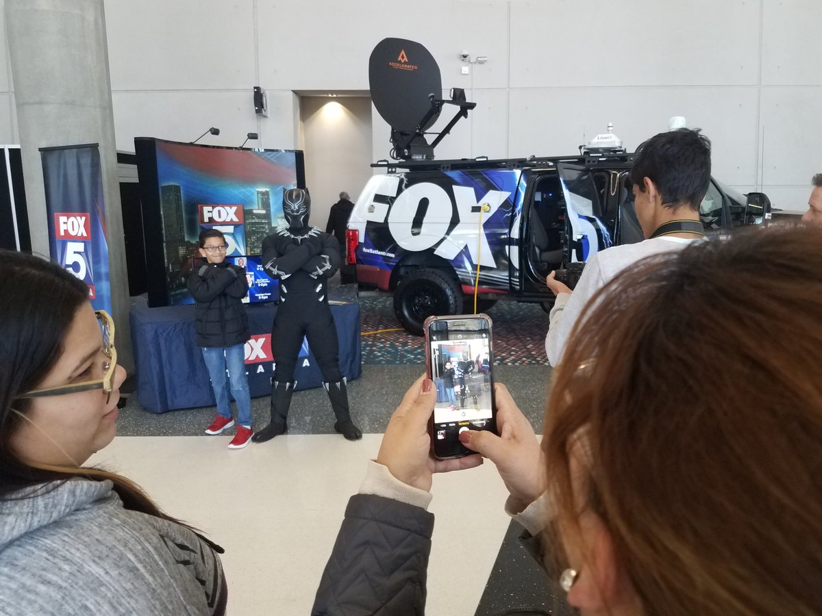 MarissaMFOX5's tweet photo. Even Black Panther knows what's up!!! He's hanging out with @FOX5Atlanta and our viewers at @ATLAUTOSHOW #aias19 https://t.co/hNiMzMoLYL