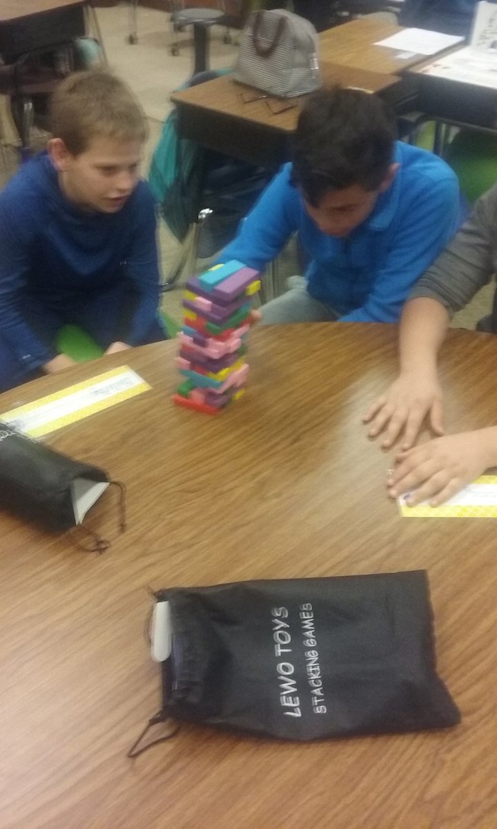 SciCoachOv's tweet photo. Catapult launch, ring-toss & Jenga to show how factors affect motion #Sci5P11 @ClemmonsES https://t.co/CfkseokZww