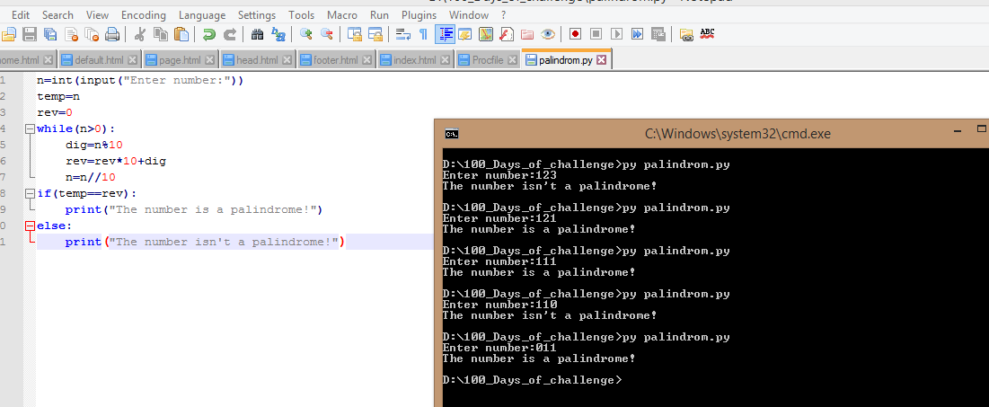 thinley_damcho's tweet photo. #number #is #palindrome #or #not
#100DaysOfCode 
#tij_Tech
Day : 26
#sorry #for #the #long #break https://t.co/rHWy0tc1gf