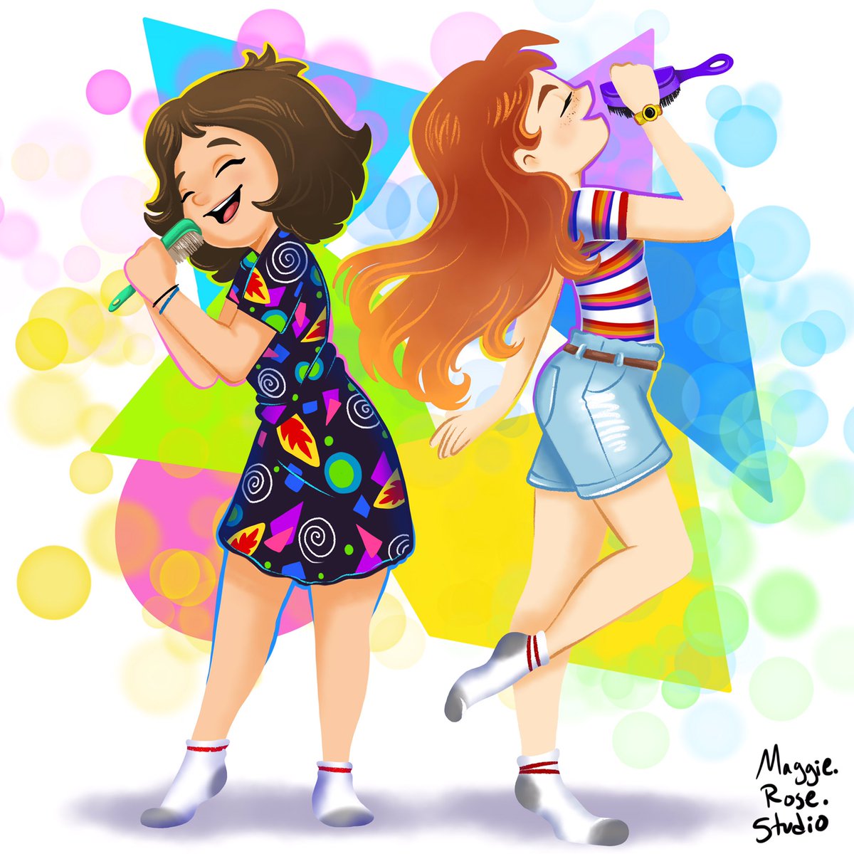 MaggzRoseStudio's tweet photo. Girls Just Wanna Have Fun ⭐️ That #StrangerThings3Trailer got me SO hyped!! Please let eleven be happy this season 😭 Also where can I buy her outfit??#StrangerThingsS3 #StrangerThings3 https://t.co/acMSrOhM8v