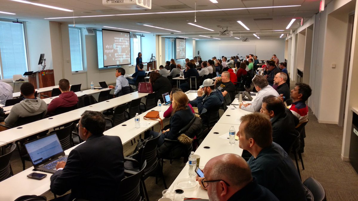 pgbhoyar's tweet photo. We have #fullhouse for Sri Chintala's talk on @AzureCosmosDB at #AzureDataFest #azurecosmosdb #azure @SysFrameWorks @Tableteer @briancmoran @AzureDataFest https://t.co/hohVOHITA8