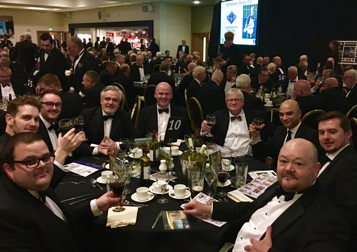 HighcrossLodge's tweet photo. Members of Highcross Lodge having a fantastic night at the @LeicsFreemasons Sportsman’s Dinner. Cricketing legend @philtufnell in attendance as our special guest speaker. Top night. #freemasons #goodtimes https://t.co/IWXbYBxyjU