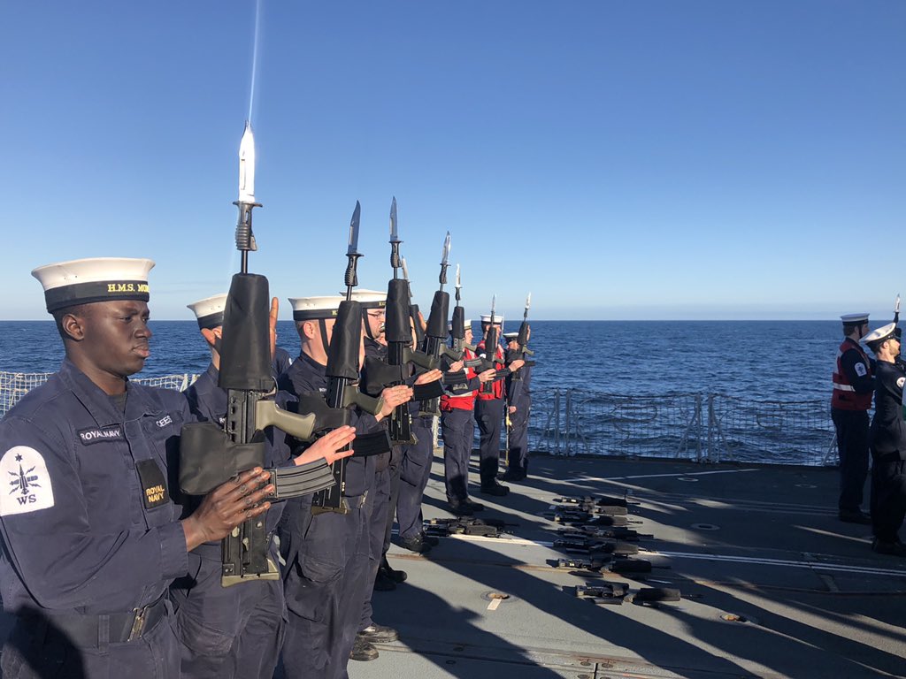 HMS_MONMOUTH's tweet photo. Guard training taking place at 🌊 in preparation for our march through Monmouth town at 2 PM next Saturday 30th March. 

#BestParadeGround 

@MonmouthCCF @visit_mon @Habsmonmouth @SWFireandRescue @swpolice @BrigJkFraserRM @RoyalNavy @CdreRBellfield https://t.co/vxa26mHRi5