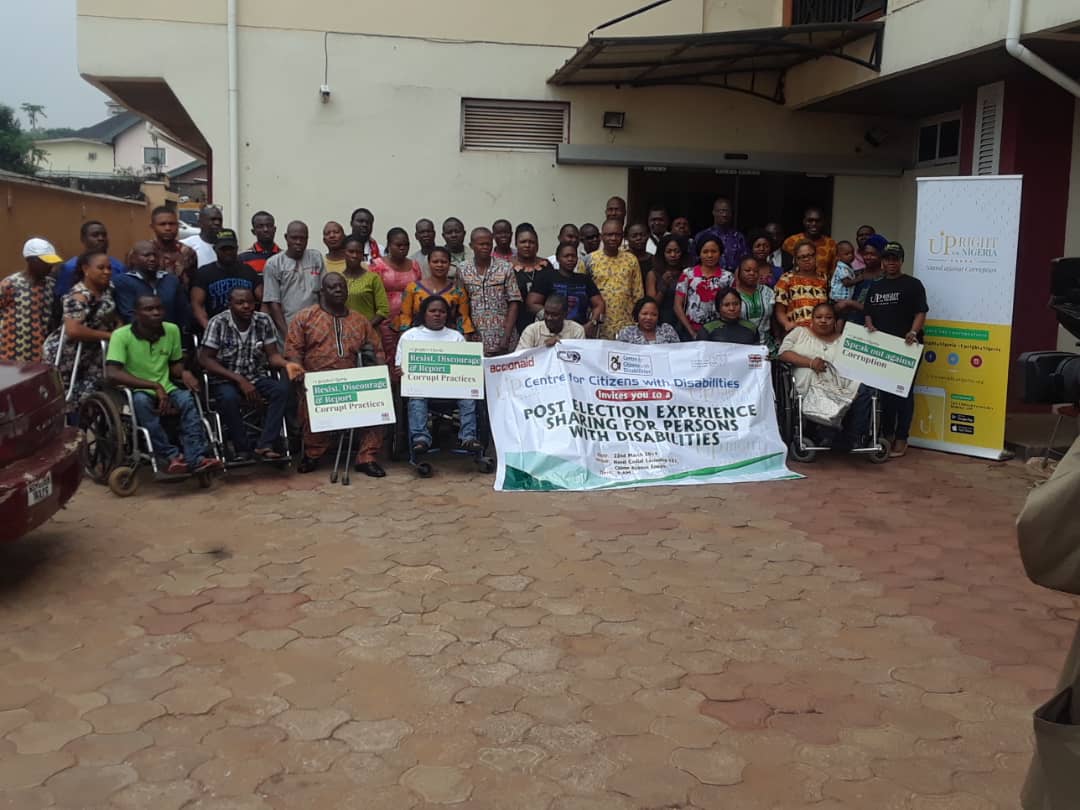 CCDNigeria's tweet photo. @CCDINigeria hosts Post Election Experience Sharing for Persons with Disabilities in Enugu state.
#EVA4PWDs #Upright4Nigeria #NigeriaDecides2019
@Upright4Nigeria @inecnigeria @ActionAidNG @ActionAid @CCSImpact @Udomoi @DOanyaele https://t.co/8OzHbZlzso