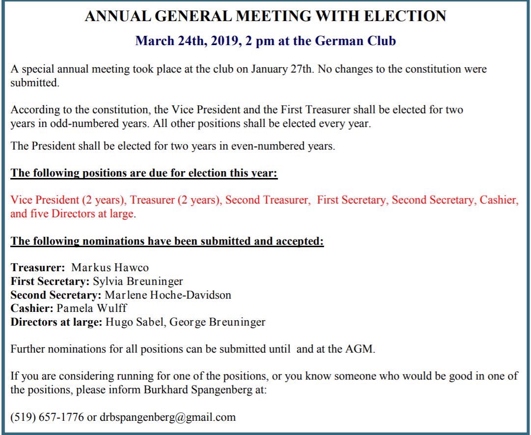 Join us Sunday for the 2019 AGM!