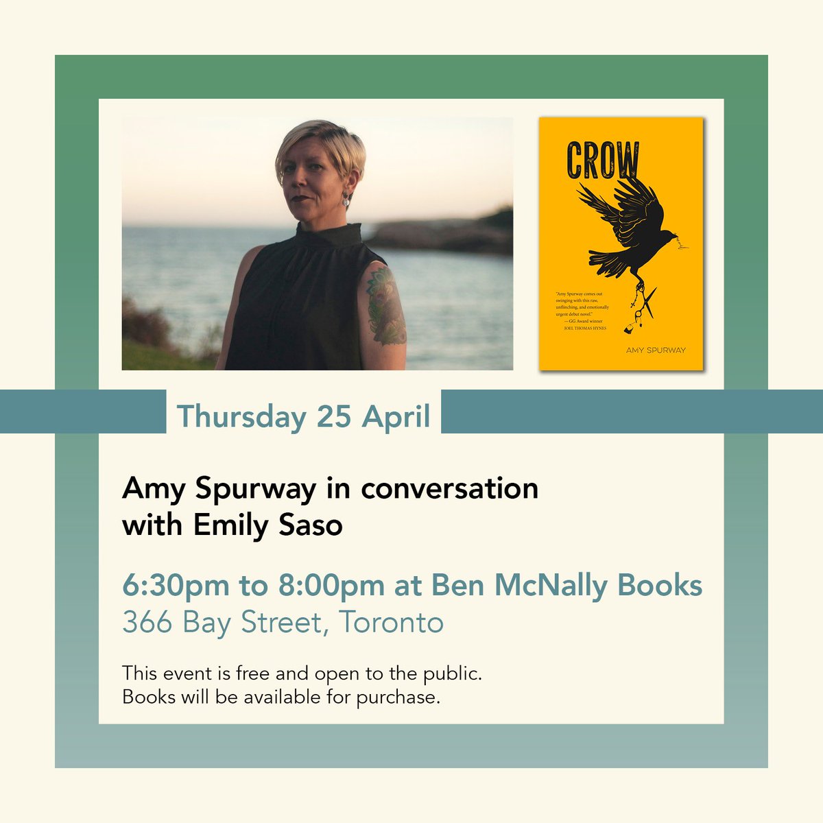 goose_lane's tweet photo. .@BenMcNallyBooks  @KerryReads  #March25 #Crowmageddon #CrowNovel #Toronto #Fiction @LPGCanada https://t.co/2VKCC5YYCy