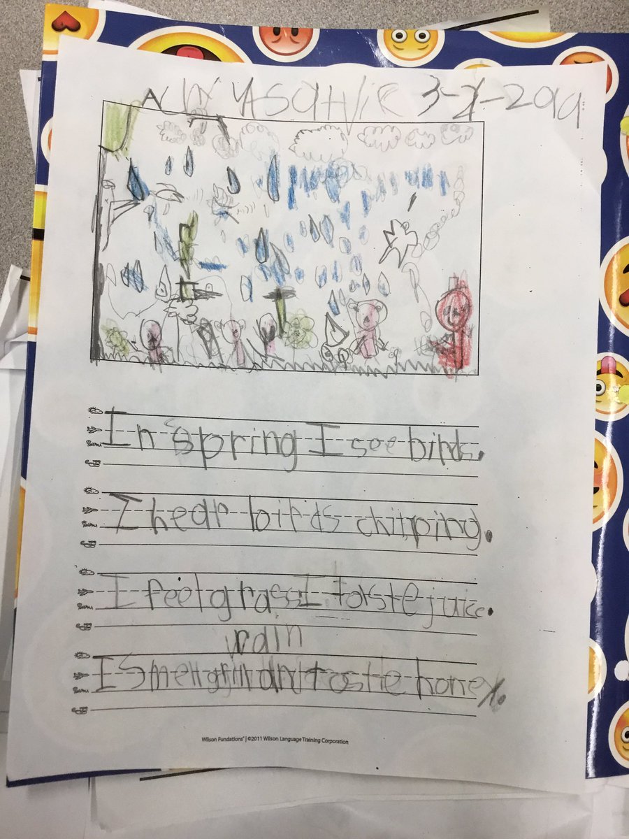 Using our 5 senses to write about Spring!☀️🌼🌈<a href="/CubsKp24/">Kennedy Park School #24</a>