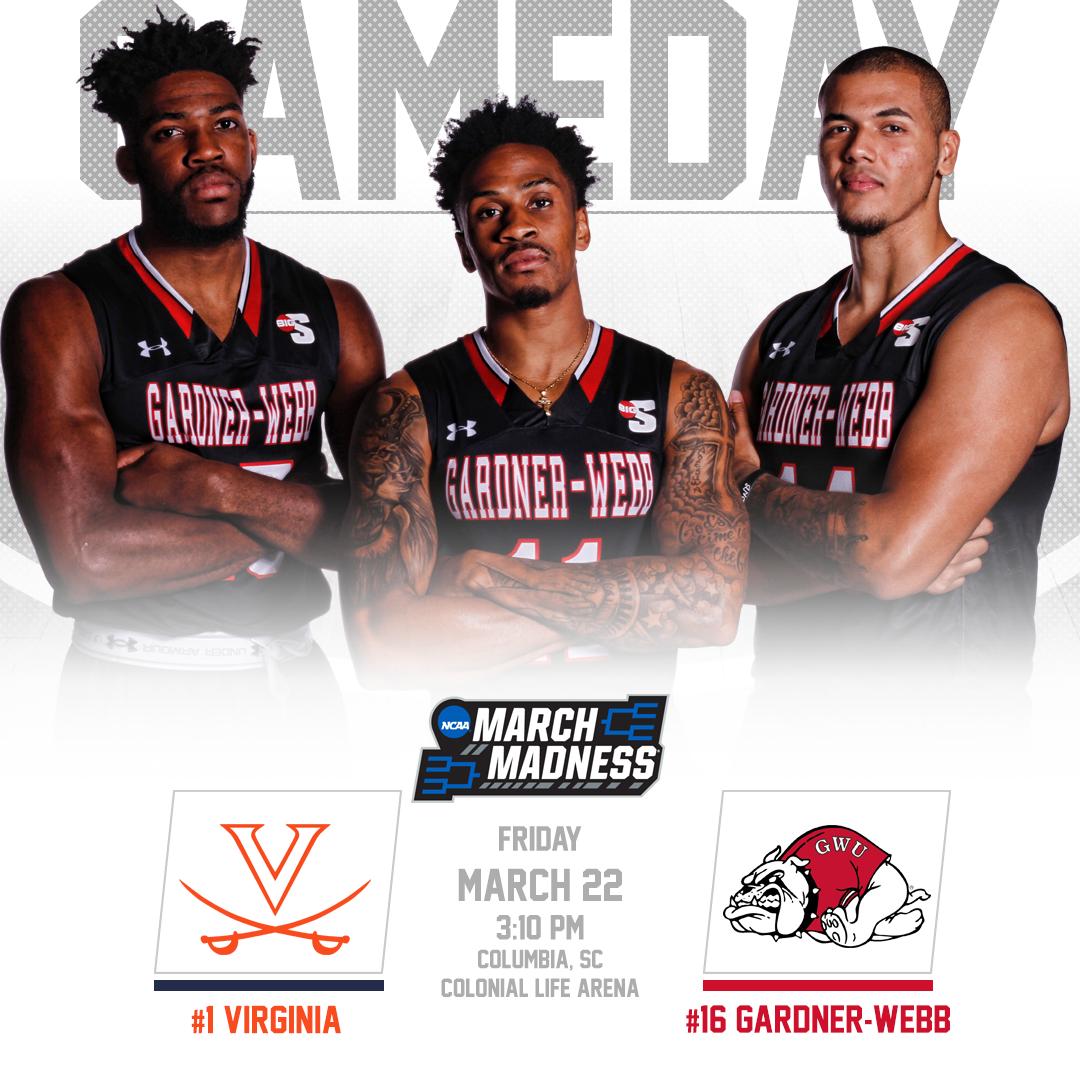 GWU_MBK's tweet image. IT'S GAMEDAY!!! Gardner-Webb takes on Virginia TODAY in the NCAA South Region in its first @marchmadness appearance! Tip will be approximately 3:10 pm on @truTV ... Also available on Westwood One Radio #UnleashTheDawgs #MarchMadness