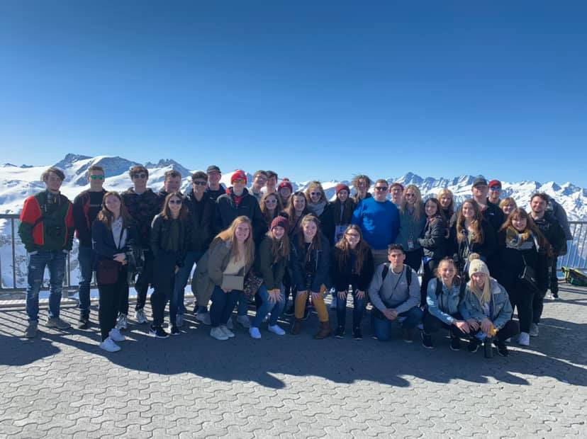 wlschools's tweet photo. Trip Club traveled to the top of Mount Titlis this morning! We are exploring the cliff walk, glacier cave, and (scary) suspension bridge! #TrojanPride #SwIFR https://t.co/yfvPpEsEyZ