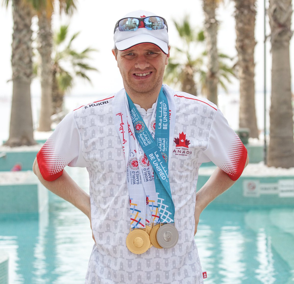 chrisramsey's tweet photo. Jesse Canney. World Champion.  Wearing his new hardware with pride.

@FASTSwimTeam @WorldGamesAD @SpecialOlympics 

#fastproud https://t.co/4eAkX7ytni