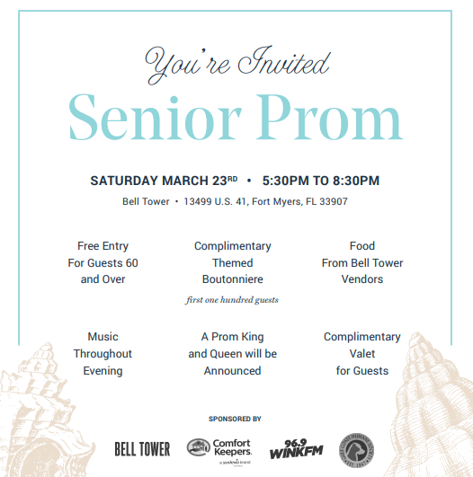CKSWFlorida's tweet image. You're invited to Senior Prom on March 23rd, 2019 at the Bell Tower Fort Myers! Who will be crowned Prom King and Queen?!  👸🤴

#SeniorProm
#PromKingAndQueen
#PromEvent