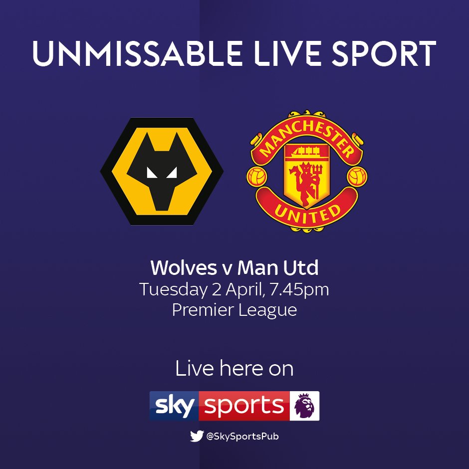 SkySportsPub's tweet photo. @Wolves fans! We have a pair of tickets up for grabs for the game on April 2 against #ManUtd

Simply RT and follow before the closing date of 4pm on Monday 25 March to be in with a shot of winning! #WolvesFC

Terms and conditions - https://t.co/MpMgn3sJBM https://t.co/QMmyddrsa4