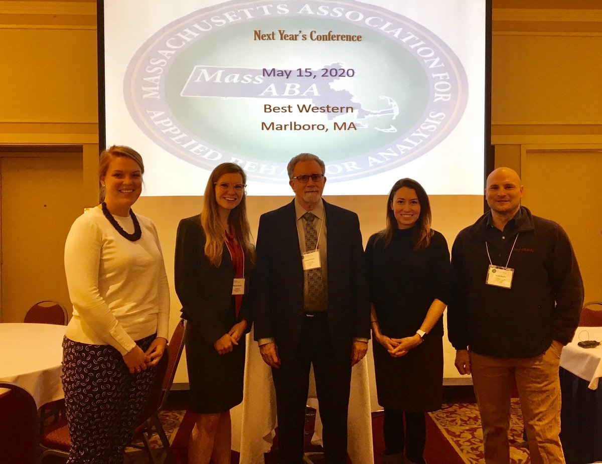 mayinstitute's tweet photo. The 9th Annual Convention of the Mass Association for Behavior Analysis is underway! Our team that works with the Boston Public Schools shown here with May’s Dr. Bob Putnam (center), President of MA ABA. #maaba #appliedbehavioranalysis #ABA https://t.co/FlGWOs0c5z