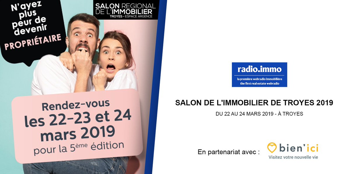 radioimmo's tweet photo. 🏡 #Direct Avez-vous déjà pensé à investir à @VilledeTROYES? Tous les conseils des #professionnels présents au #SalonImmoTroyes [22 au 24 mars] pour vous guider dans votre #projet #immobilier. En partenariat avec @bienici, site d'annonces immobilière. 👉 https://t.co/c4IKIEOn0i https://t.co/C7UrssbBRP