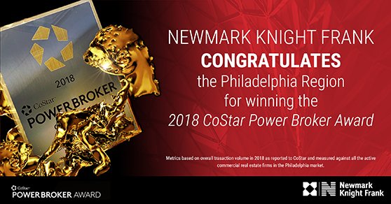 NKF's Philadelphia Region - 2018 CoStar Power Broker #nkf #philadelphia