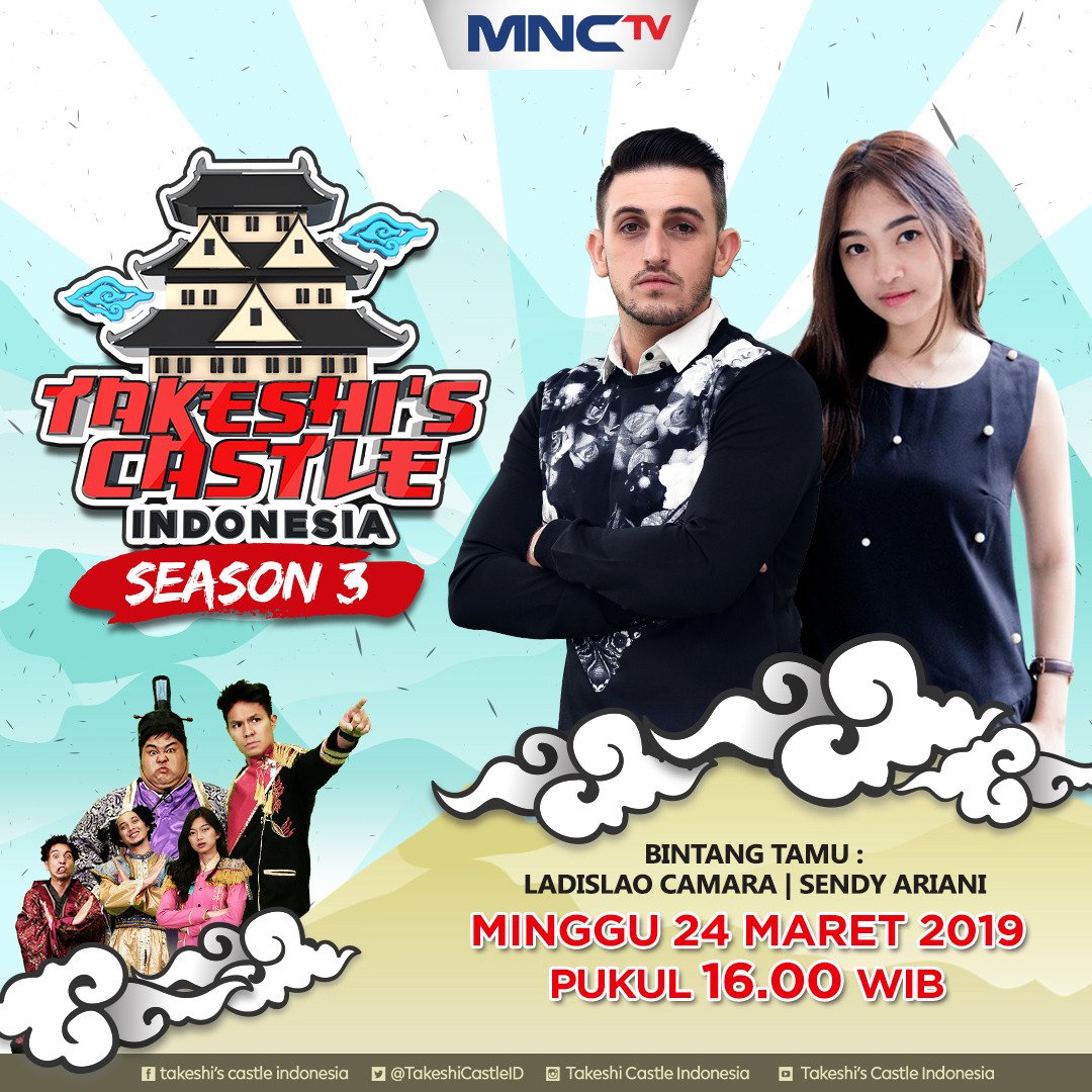 Wow! Ada Bintang Tamu dari Spanyol @ladislao_9 dan Si Cantik <a href="/sendyarn93/">Sendy Ariani</a> jadi #PejuangManisEksis! Gimana aksi mereka melewati obstacles? #TAKESHICASTLEINA3 pukul 16.00 WIB di <a href="/official_MNCTV/">MNCTV</a>.