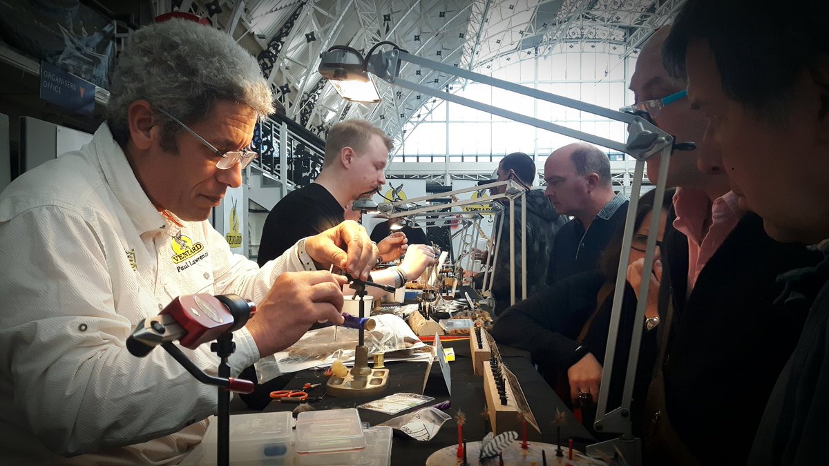 GayleMarsh14's tweet photo. Busy morning at #TheLondonFlyFair on #VeniardLtd tyers row. #FlyFishing #FlyTying https://t.co/K1Ft08Tet6