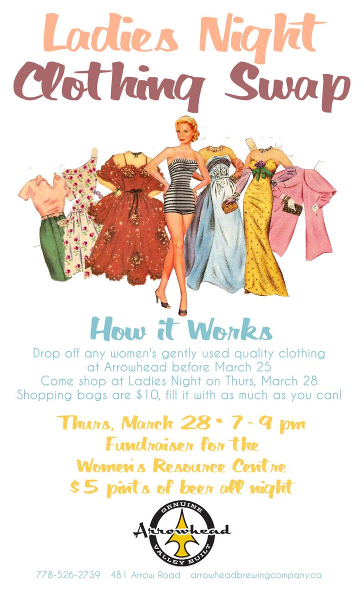 ArrowheadBrew's tweet image. We need donations for our clothing swap! Drop off by March 25!