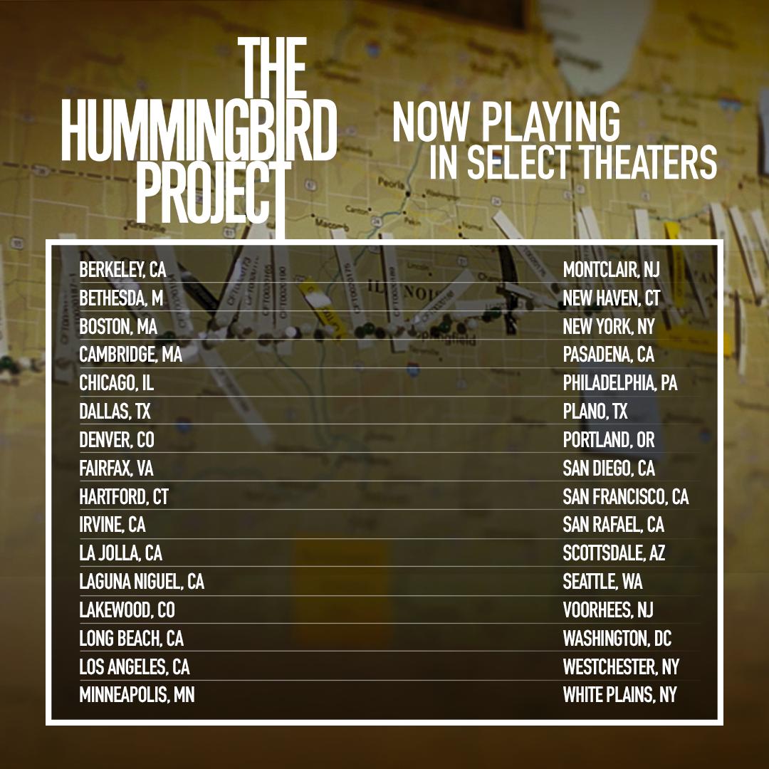 Is your city on the line? #TheHummingbirdProject is now playing in select theaters. Get tickets now: bit.ly/HummingbirdPro…