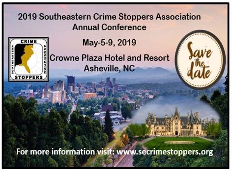secrimestoppers's tweet photo. Time is running out to register for the May training conference in Asheville &amp; nominate programs for recognition! More info @ https://t.co/c1ttOgMJ1N Join us May 5-9! @CStop2020 @CSMetroAL @CrimeStopper305 @DelCrimeStopper @CLTCrimeStopper @CrimeStoppersNE @crimestoppers2 https://t.co/yCfWos8AD4