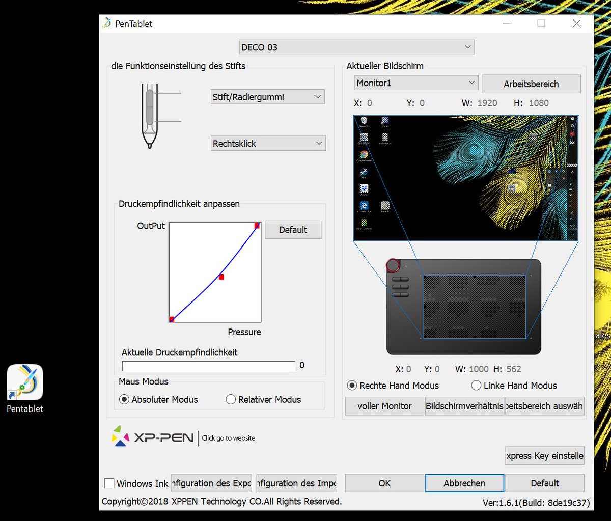 laburrini's tweet photo. Heute hab ich mir die Software des Deco03-Tablets von @XP_PENDE angeschaut. Treiberinstallation unter Win 10 und Test mit Clip Studio Paint verliefen erfolgreich. Ich werde später ein Video dazu aufnehmen und im Detail auf die Einstellungen (siehe Bild)eingehen.🙂#werbung #deco03 https://t.co/FiPFHTReev