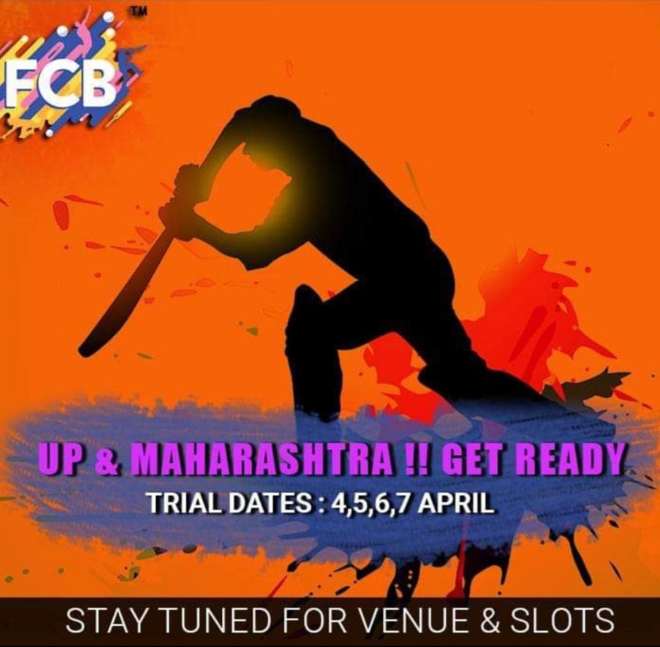 FeritCricBash's tweet photo. Hello #CricketEnthusiasts from UP/Maharashtra,
We are pleased to announce the Trial dates for #UP &amp; #Maharashtra Plz mark your calendars for 4th, 5th, 6th &amp; 7th of April, 2019. Stay tuned 4 updates on venue! 

See you at the stadium.. #FeritCricketBash
#FCB #GullyCricket #IPL2019 https://t.co/Qk8USwXY28