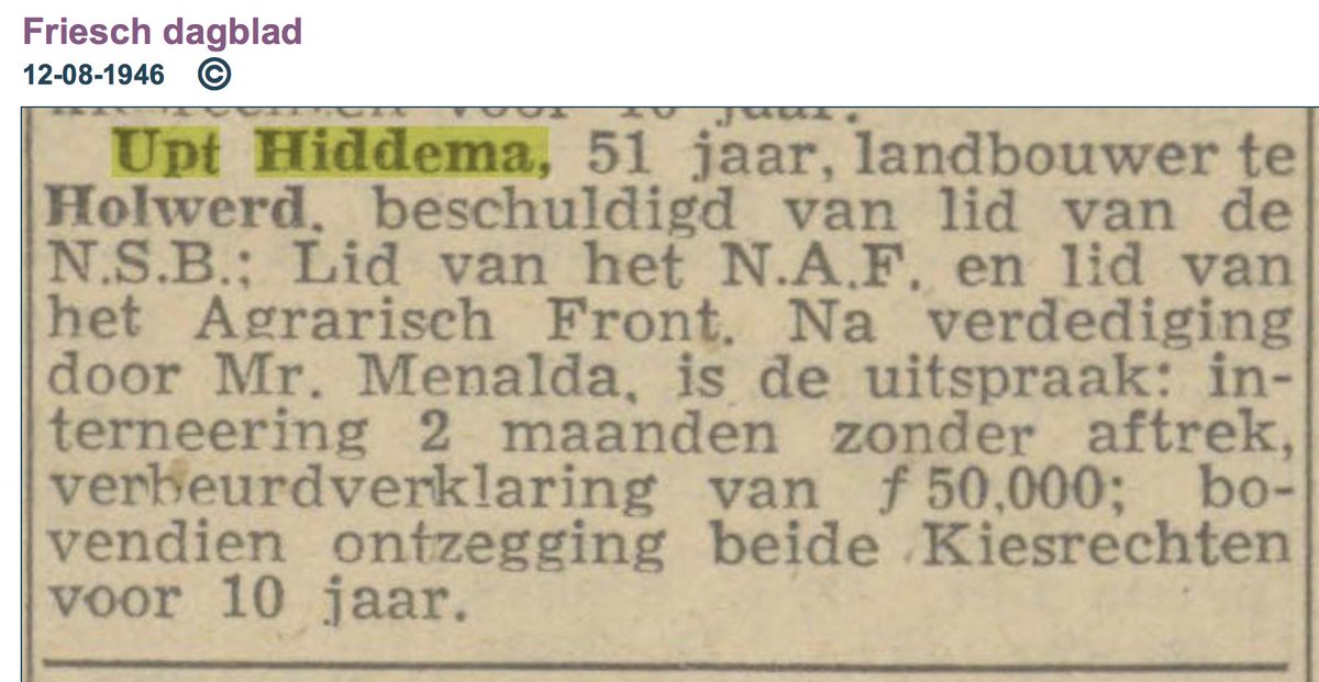 TruthHitsEvery1's tweet image. FvD&apos;er Theo Hiddema weet dat #Baybasin onschuldig is maar noemde hem in Februari 2019 wel heroïnedealer.

In 1946 verloor Theo&apos;s vader Upt Hiddema (NSB&apos;er) zijn kiesrechten voor 10 jaar.
#ZoVaderZoZoon