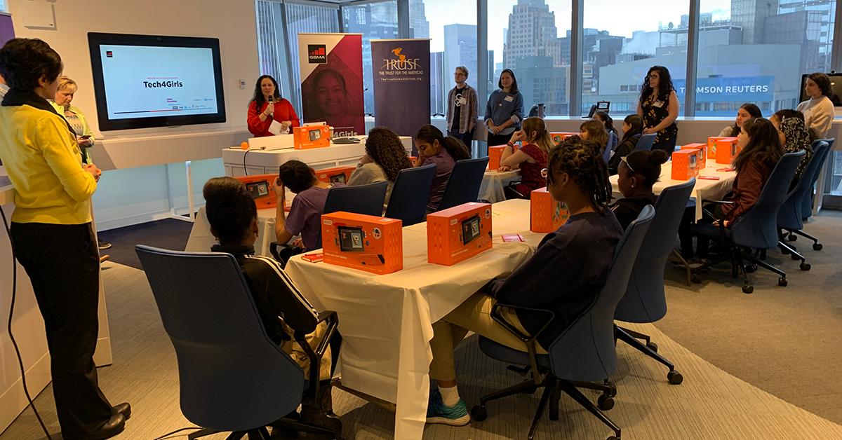 Today's #GSMA #Tech4Girls workshop is designed to increase the participating girls’ self-confidence and interest in #technology studies by building their own computer, learning to code and creating and playing with their new device. gsma.at/2Y91GKO
