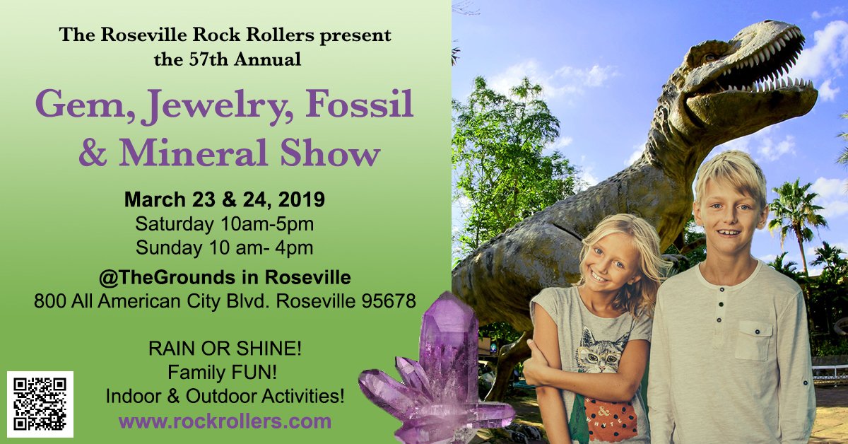 RRR 57th Annual Gem, Jewelry, Fossil &amp; Mineral Show.
RAIN OR SHINE 60+ Vendors, Indoor/outdoor event, FAMILY FUN! 
@The Grounds 
#PlacerCountyEvents #Gem #minerals #Lapidary #Crystals #RockHounds #kids #Fair #EarthScience #Beads #Beadshow #Jewelry #JewelryShow #Geodes #meteorites