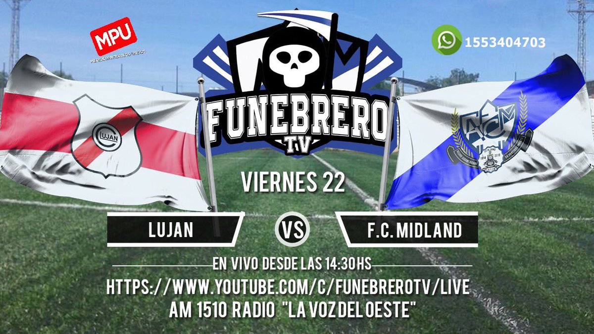Hoy nos vamos a Luján y vos venís con nosotros, Luján vs Midland en vivo desde las 14:30 por:
youtube.com/c/funebrerotv/…