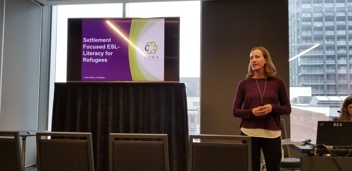 CIWA_yyc's tweet photo. @CIWA_yyc instructor Liette Wilson talking about settlement focused ESL literacy @metropolisconf #MetropolisHal #DoingImmigrationDifferently #ImmigrationMatters https://t.co/kM0ogVC9vo