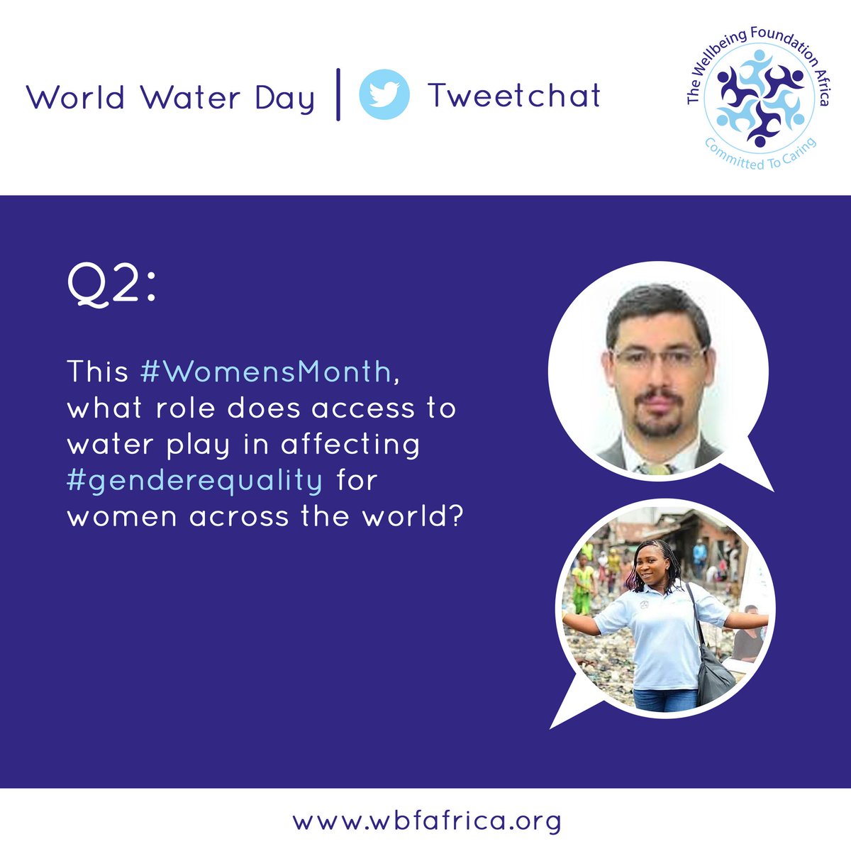wellbeingafrica's tweet photo. Q2: This #WomensMonth, what role does access to water play in affecting #genderequality for women across the world? @landre99b @insighteunice
#WorldWaterDay #WWD2019 #WBFAChat
@ToyinSaraki @JohnforWater @GlobalWater2020 @nighealthwatch @WBWVoices @WaterAidNigeria @UNICEFwater https://t.co/eB7Fe76Emd