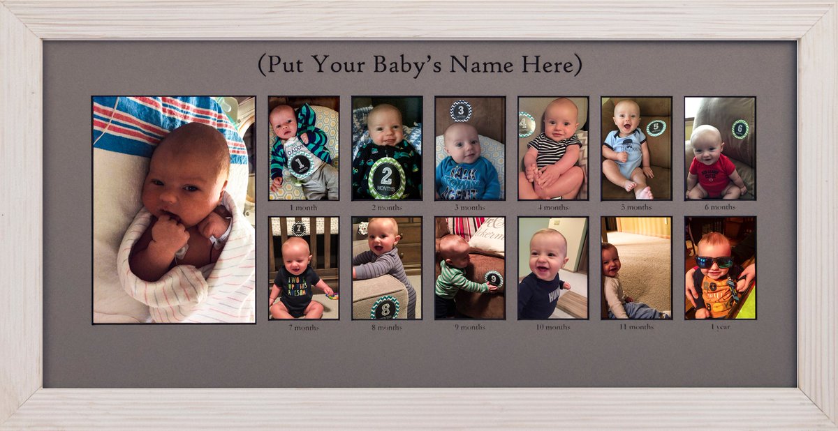 Frame Usa Check Out Frame Usa S Newest Product Baby S First Year Collage Frames Engrave Baby S Name Onto The Mat Which Has Twelve 2x3 Openings And One 4x6 Opening To