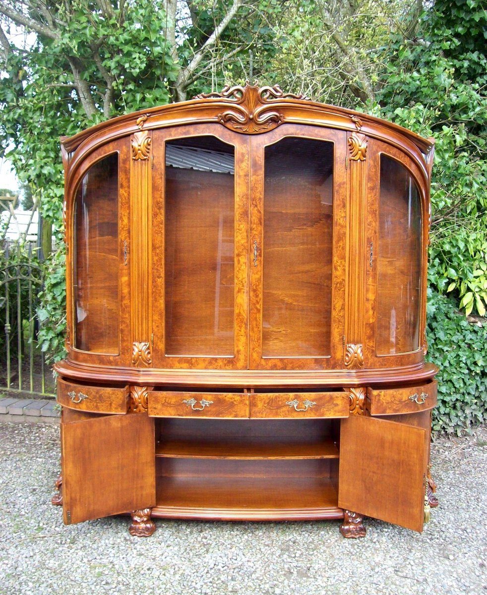 New in: A superb walnut display cabinet/vitrine complete with glass shelves cornerfarmantiques.com #antiques #interiordesign #homedecor