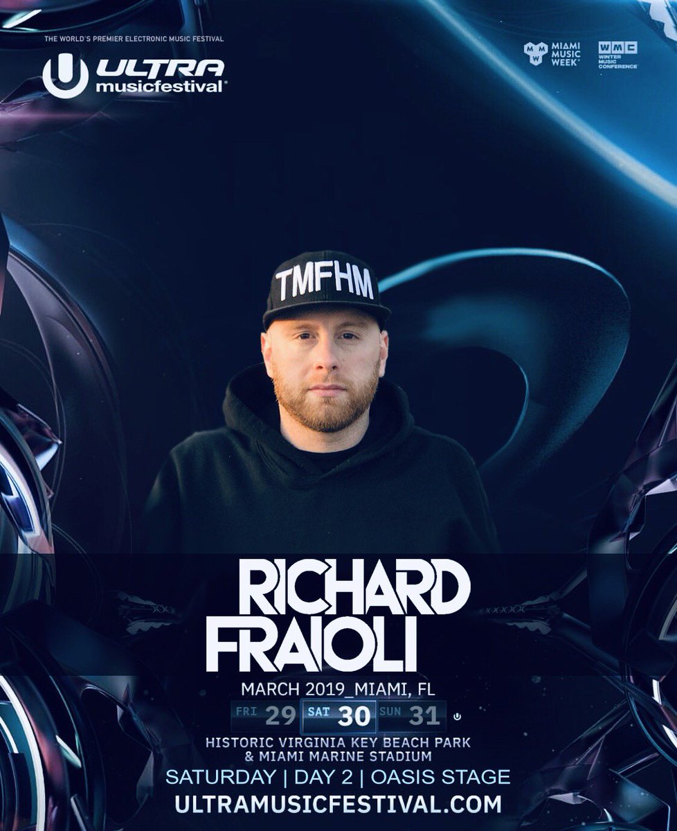 FriArtistMgmt's tweet photo. CONGRATS to oUr very own @richardfraioli on his 13th consecutive appearance at @ultra Music Festival. join Us on satUrday, March 30th on the Oasis Stage 7-8 PM! Thank U! #Ultra2019 #TMFHM #djlife #djset #friartistmgmt #musicproducer #danceyourassoff #underground #techhouse https://t.co/TLl8xAEK14