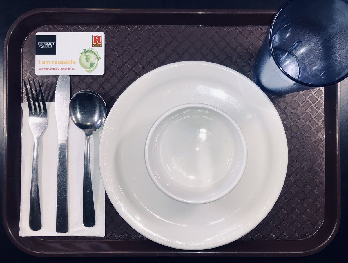 HospitalityUofG's tweet photo. It’s #SustainabilityWeek 2019 @UofG. ❤️ WE’RE RESETTING THE TABLE THIS SEPTEMBER! The UC food court will be offering #IamReusable plates, bowls, cups &amp; cutlery.  We’ll be eliminating many single-use paper &amp; plastics from the food court! #Sustainability #Environment #CampusFood https://t.co/zlck4PD3Jz