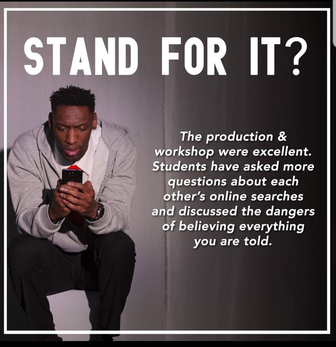 theodoreG88's tweet photo. Today wraps up 'Stand For It?' reaching 875 young people with performances and workshops tackling radicalisation and extremism.

See more of our secondary theatre in education shows:
https://t.co/nMfXfBKJPN @nicknightmgmt
#theatreineducation #StandForIt #Actor #Birmingham #Acting https://t.co/had62AZPuo