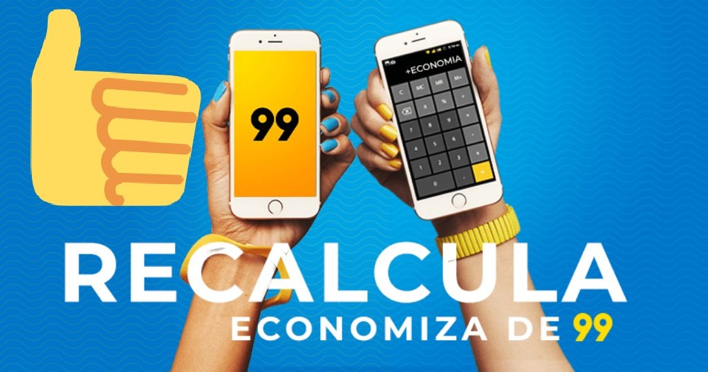 aizianevale's tweet photo. Vai de 99. Recalcula. Economiza de 99.,Quer ganhar desconto nas proximas corridas de 99? Toque neste link para seguir viagem pagando menos https://t.co/B6yFaSCmcv https://t.co/1GujTxDwSM