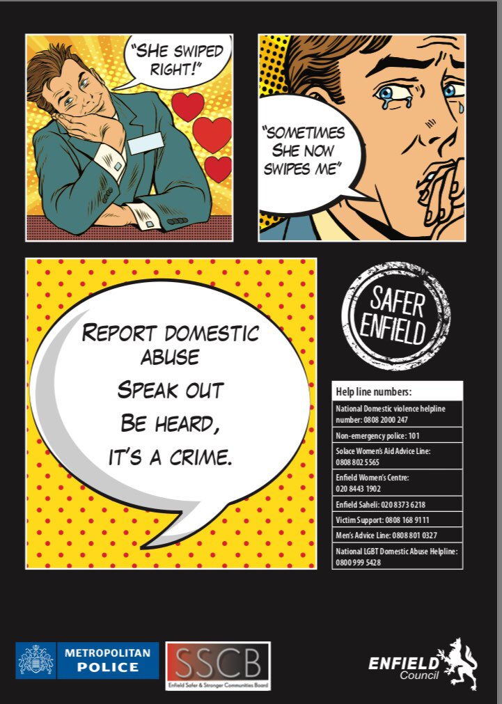 MPSEnfield's tweet photo. If you suffer from #DomesticAbuse or know of someone who is suffering in silence, please let us help you, or call the helpline numbers below who can provide you with advice &amp; options to help you👇#ItsNotOkay @EnfieldCouncil https://t.co/3g7VHfzEFd