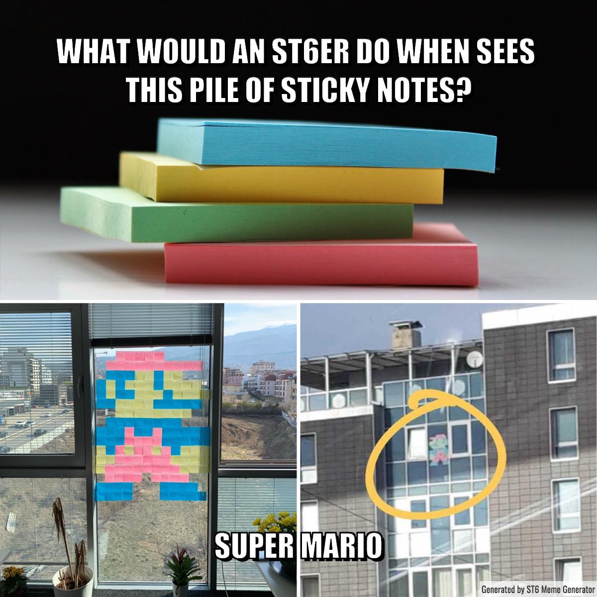 Being creative with sticky notes. #Memes #SuperMario #ST6