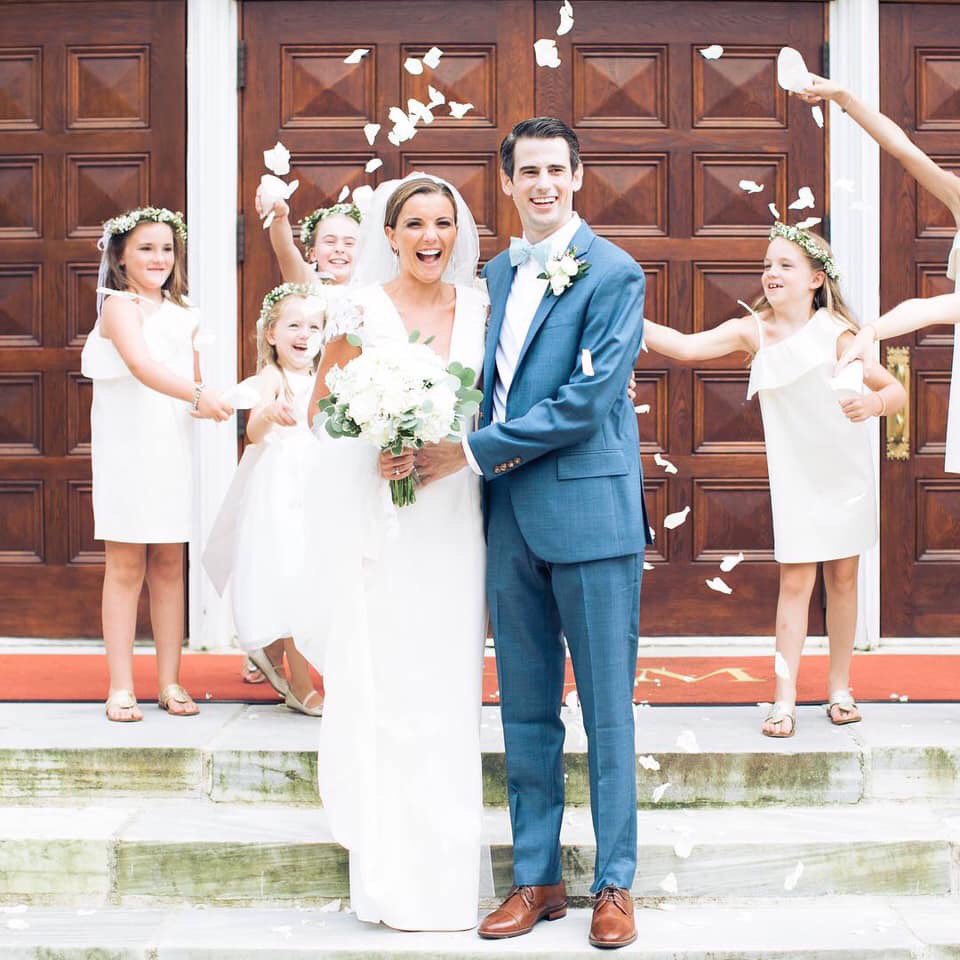 Emily &amp; Sean outside of The Basilica of Jesus and Mary in Southampton last August. Another storybook wedding running smoothy thanks to <a href="/DeborahMinarikE/">Deborah Minarik Events</a>