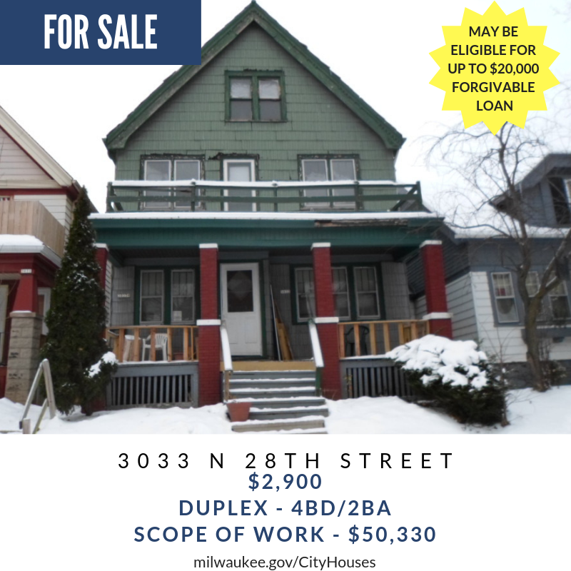 MilwaukeeDCD's tweet photo. Check out our #FeaturedHomeFriday in the Park West neighborhood! This Duplex home has 4 bedrooms and 2 bathrooms. Live in one and become a landlord as well! Take advantage of our Homebuyer Assistance Program for up to $20,000 to fix up the home. https://t.co/kAKYRXEPeQ https://t.co/ifyLF0D30L