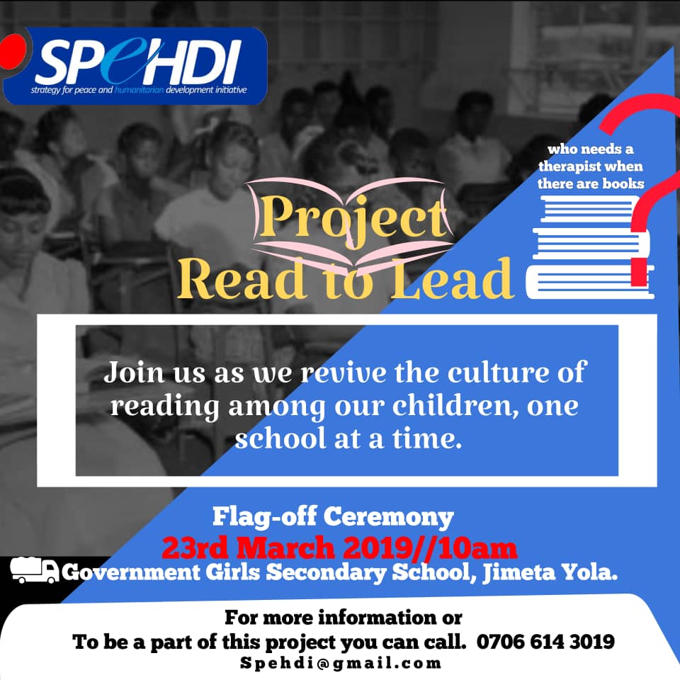 SPEHDI1's tweet photo. Who needs a therapist when there are books? Sometimes the solution to problems are buried in books. All you need to do is flip some pages and Boom! Project Read to Lead kicks off tomorrow by 10am at GGSS, Yola Adamawa State Nigeria. #Peace4dev
#NotAnotherNigerian https://t.co/PR6RUje60b
